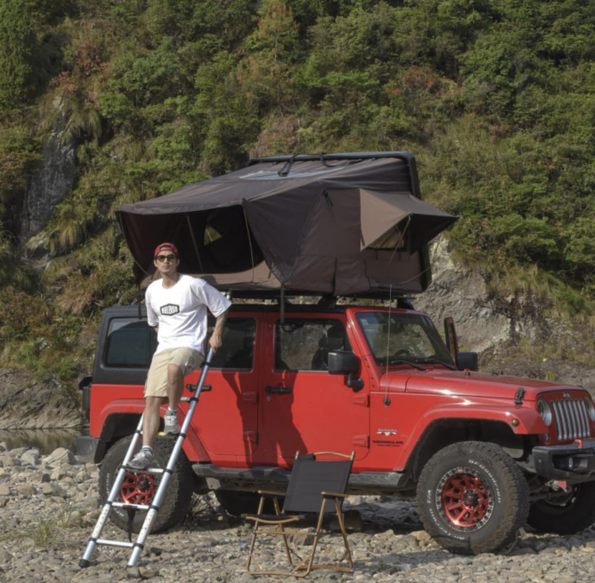 ABS Hard Shell Roof Top Tent Brown 2