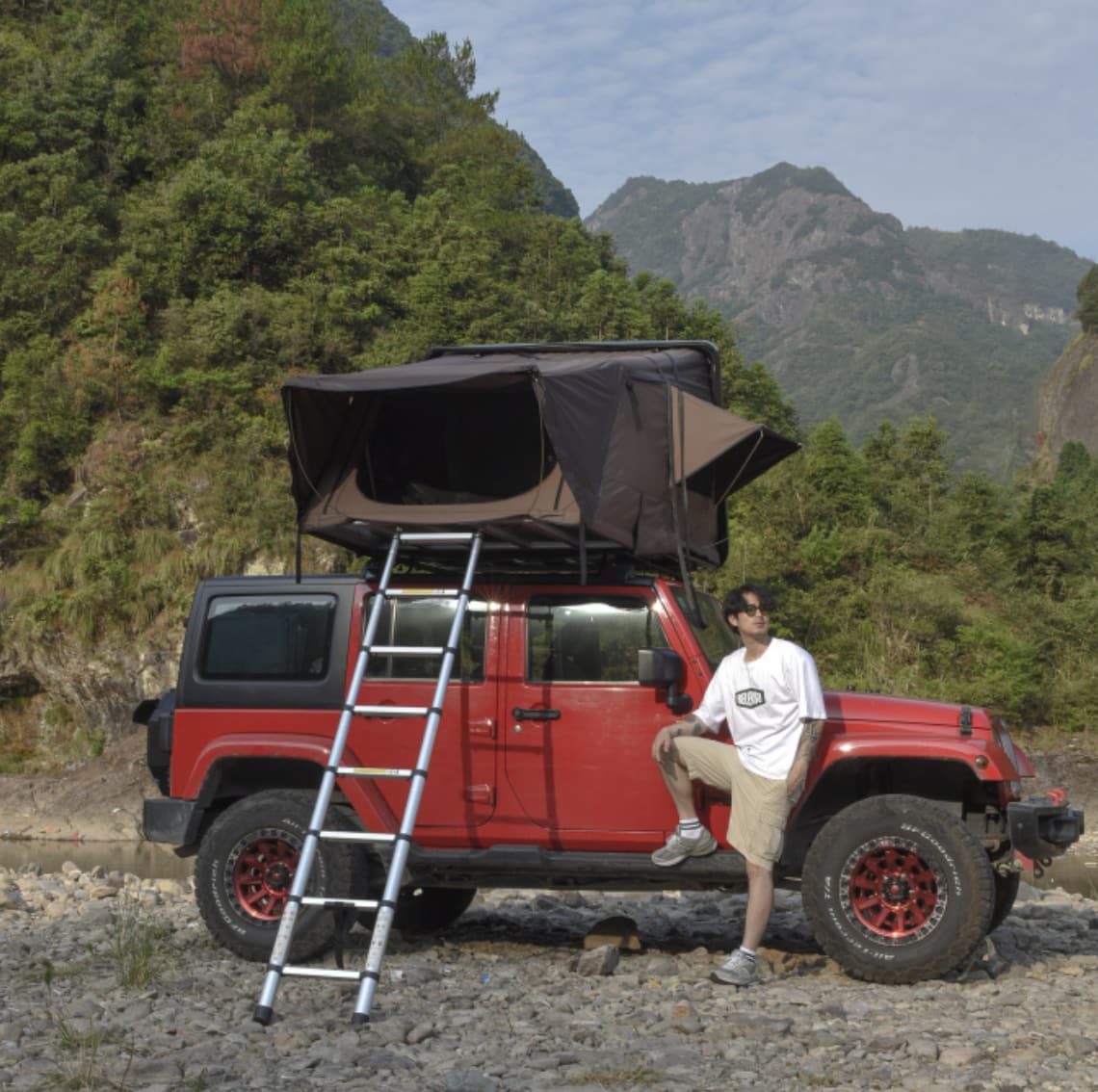 ABS Hard Shell Roof Top Tent Brown 3